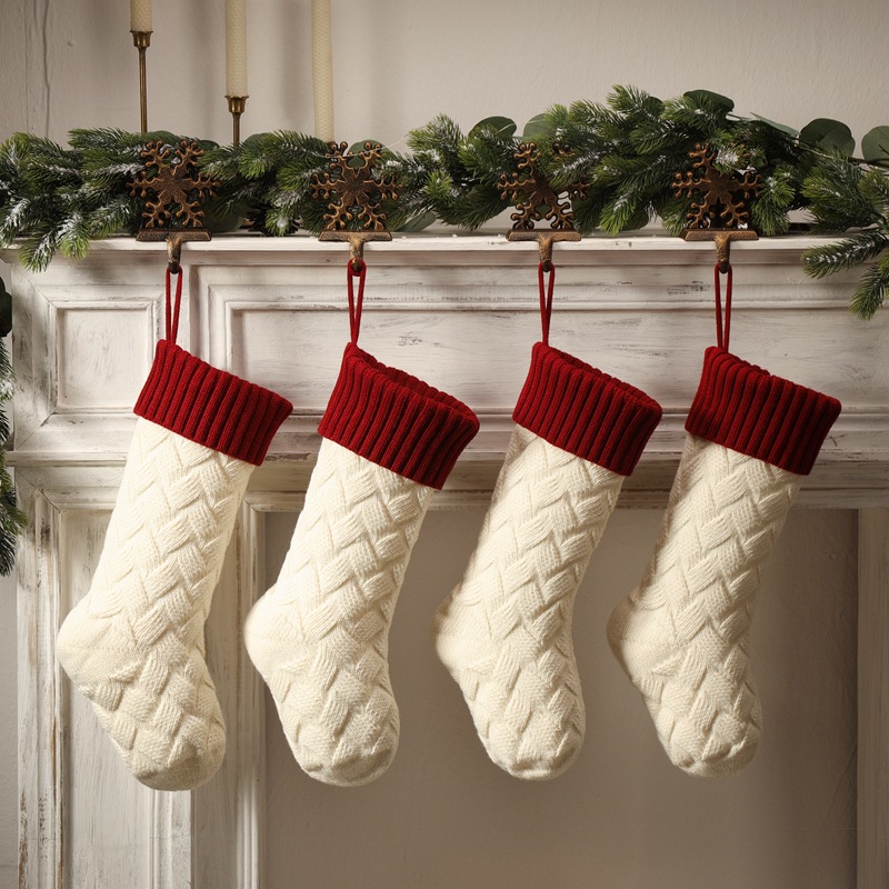 Knitted Christmas Stockings Large Size Cable Knit Holiday Decorative Gifts